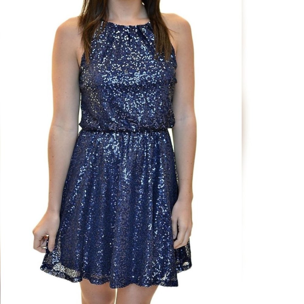 Navy sequin dress